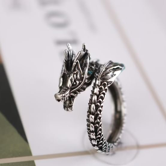 Unisex Trending Stainless Steel Openable/Adjustable Bikers Funky Wild Dragon Finger Thumb Ring (Silver Color) - Image 2