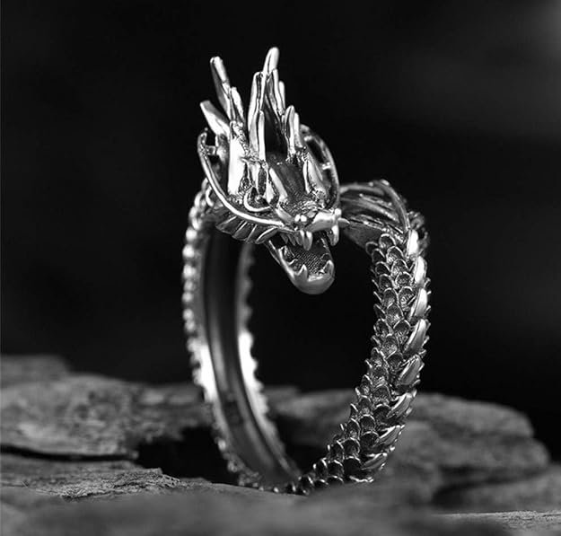 Unisex Trending Stainless Steel Openable/Adjustable Bikers Funky Wild Dragon Finger Thumb Ring (Silver Color) - Image 5