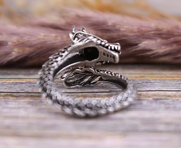 Unisex Trending Stainless Steel Openable/Adjustable Bikers Funky Wild Dragon Finger Thumb Ring (Silver Color) - Image 6