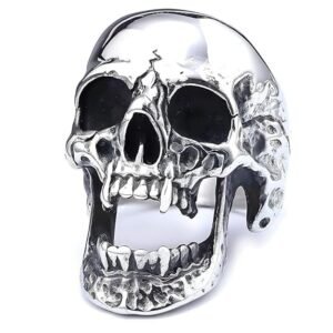 No-Tarnish No-Rusting Stainless Steel 'Dreadlord Dominion' Screaming Skull Roadies Bikers Ring for Men | Rugged Big Bold Daily Use, Party & Gifting Jewellery (Ring0869) US Size : 10